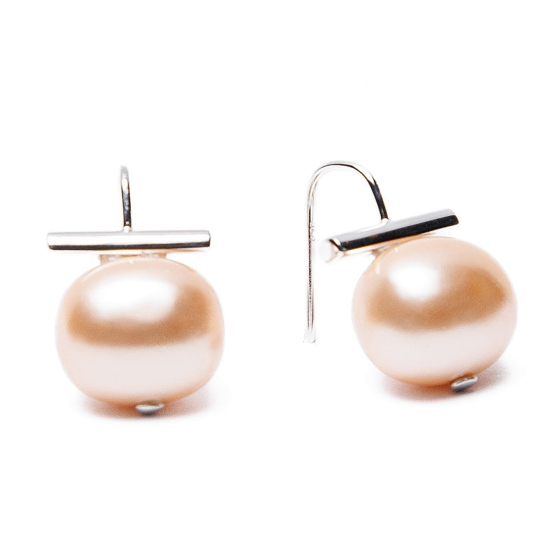 Petal Pebble Pearl Earring-Medium Sterling
