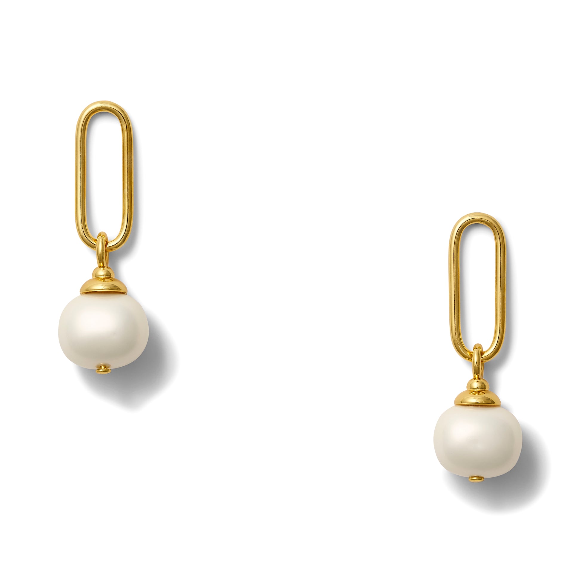 Paper Clip + Pebble Pearl Earring