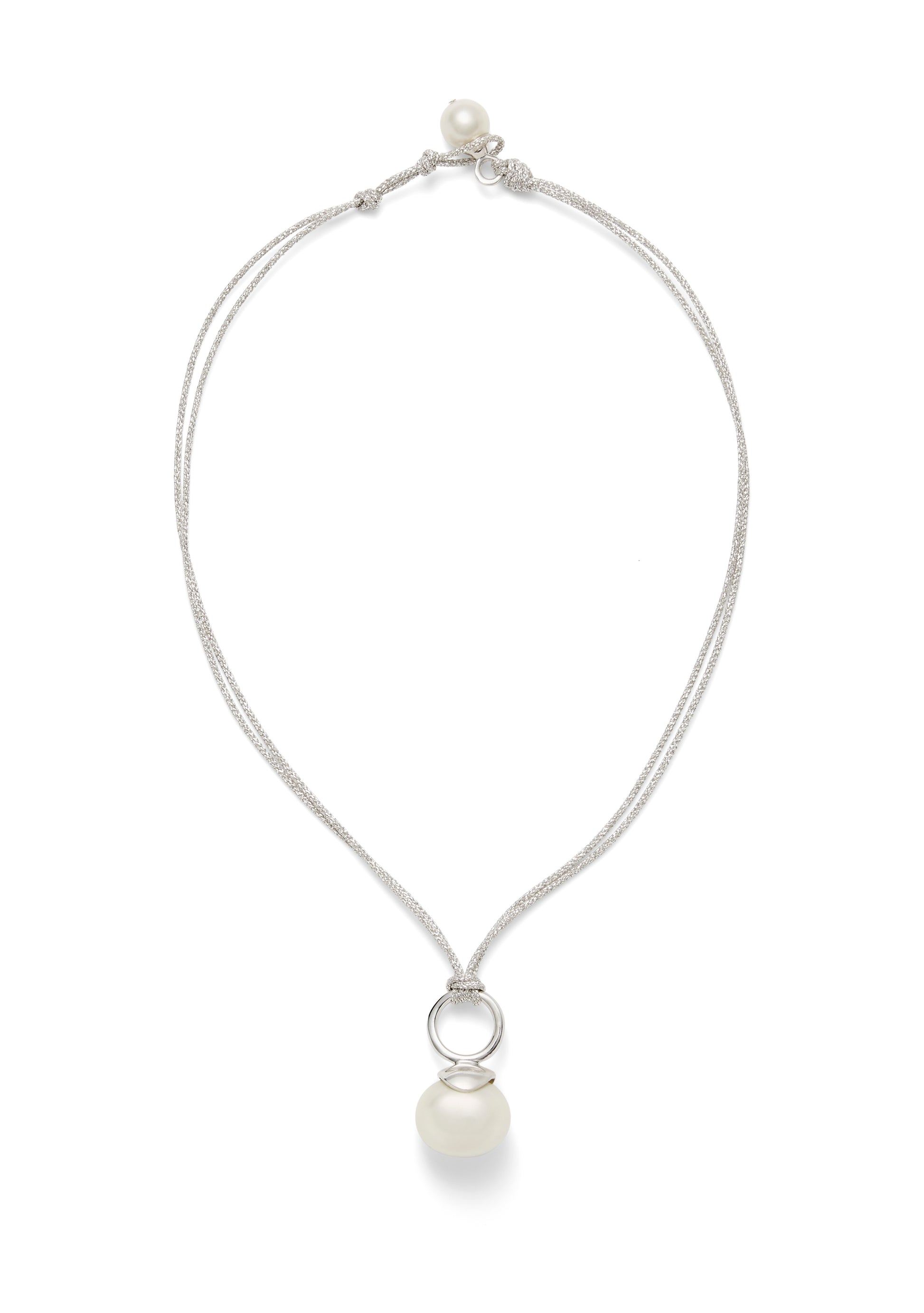 Pebble Pearl Cord Pendant Sterling