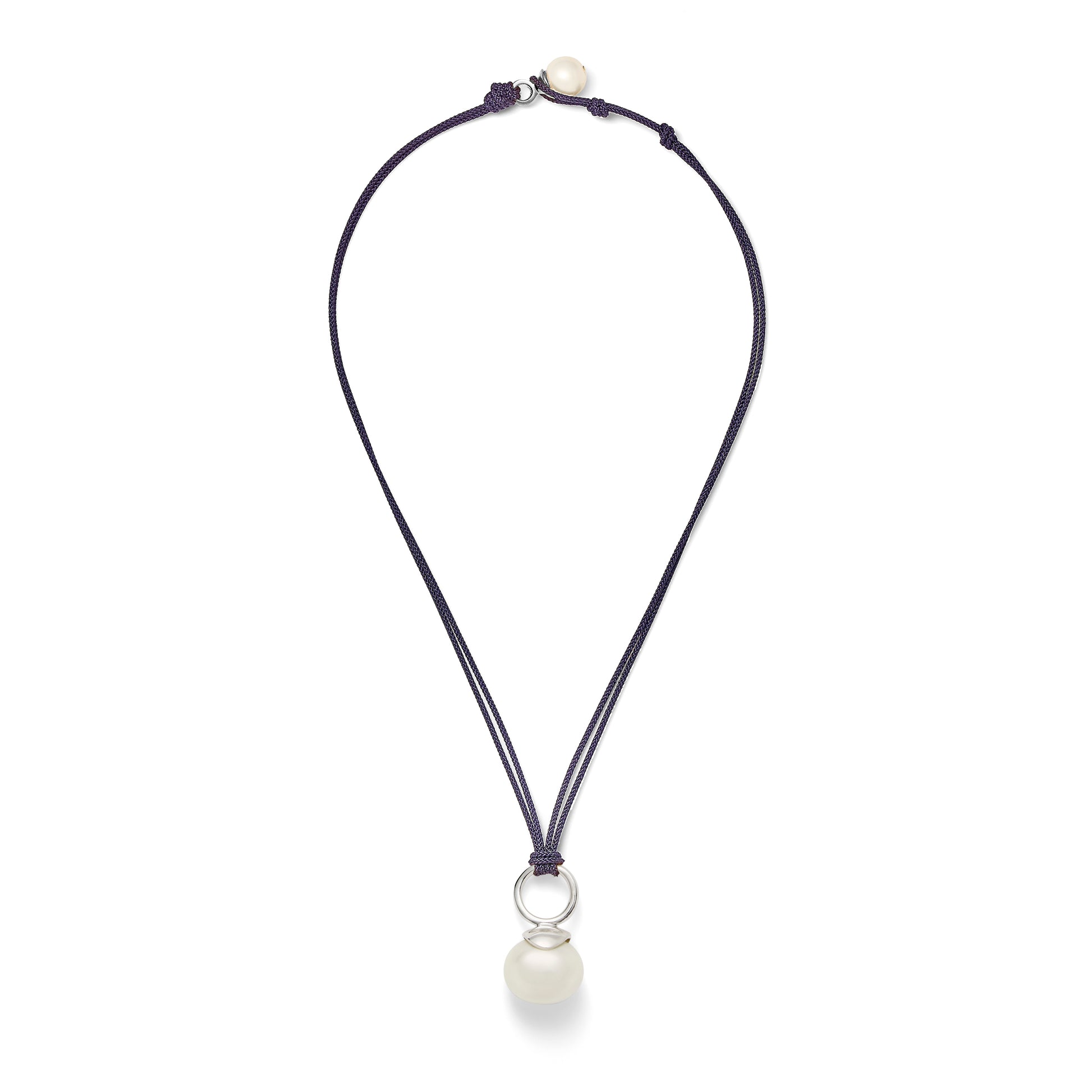 Pebble Pearl Cord Pendant Sterling