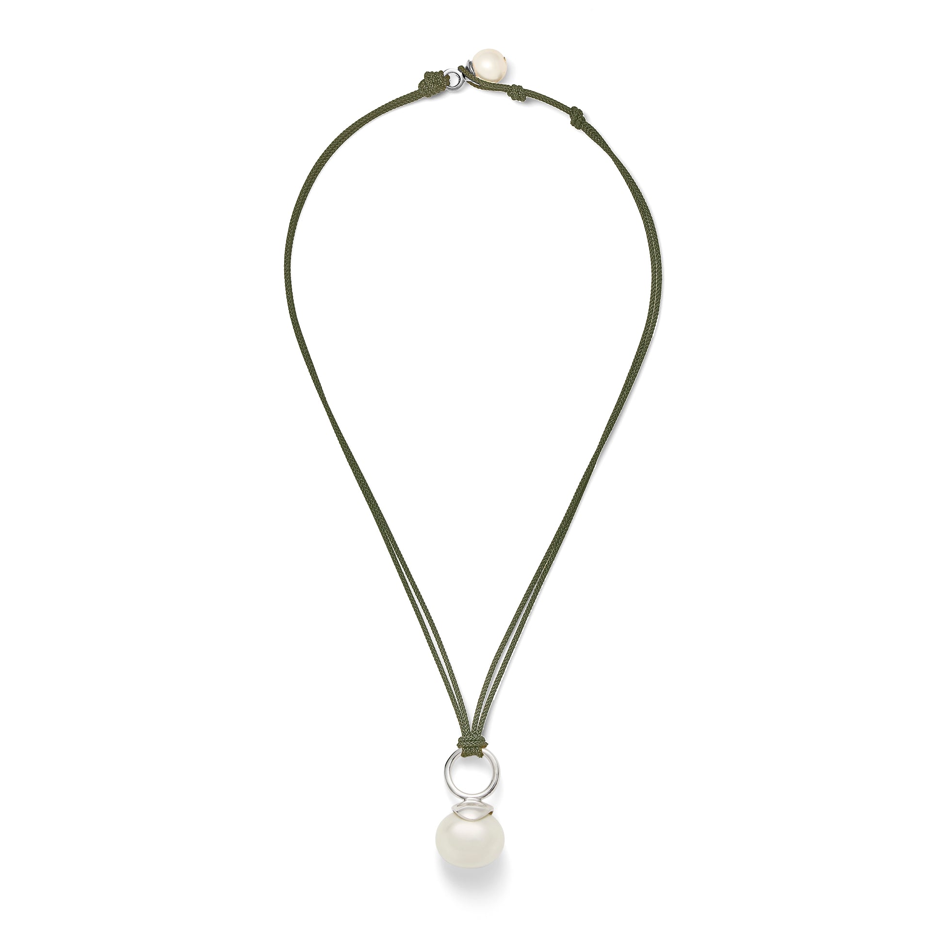 Pebble Pearl Cord Pendant Sterling