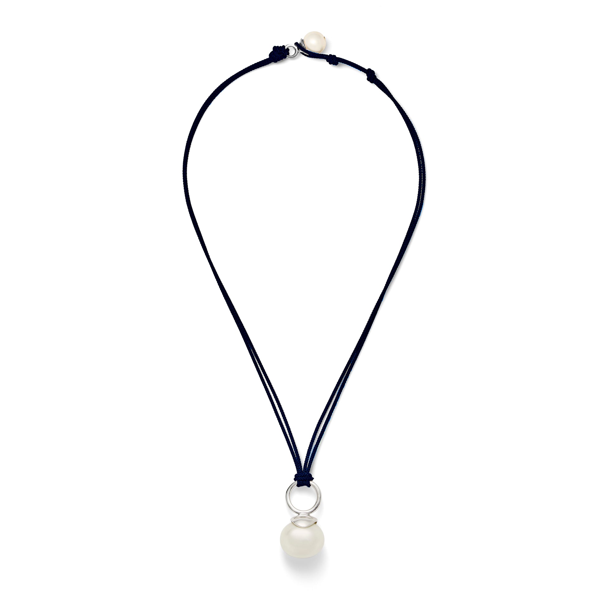 Pebble Pearl Cord Pendant Sterling