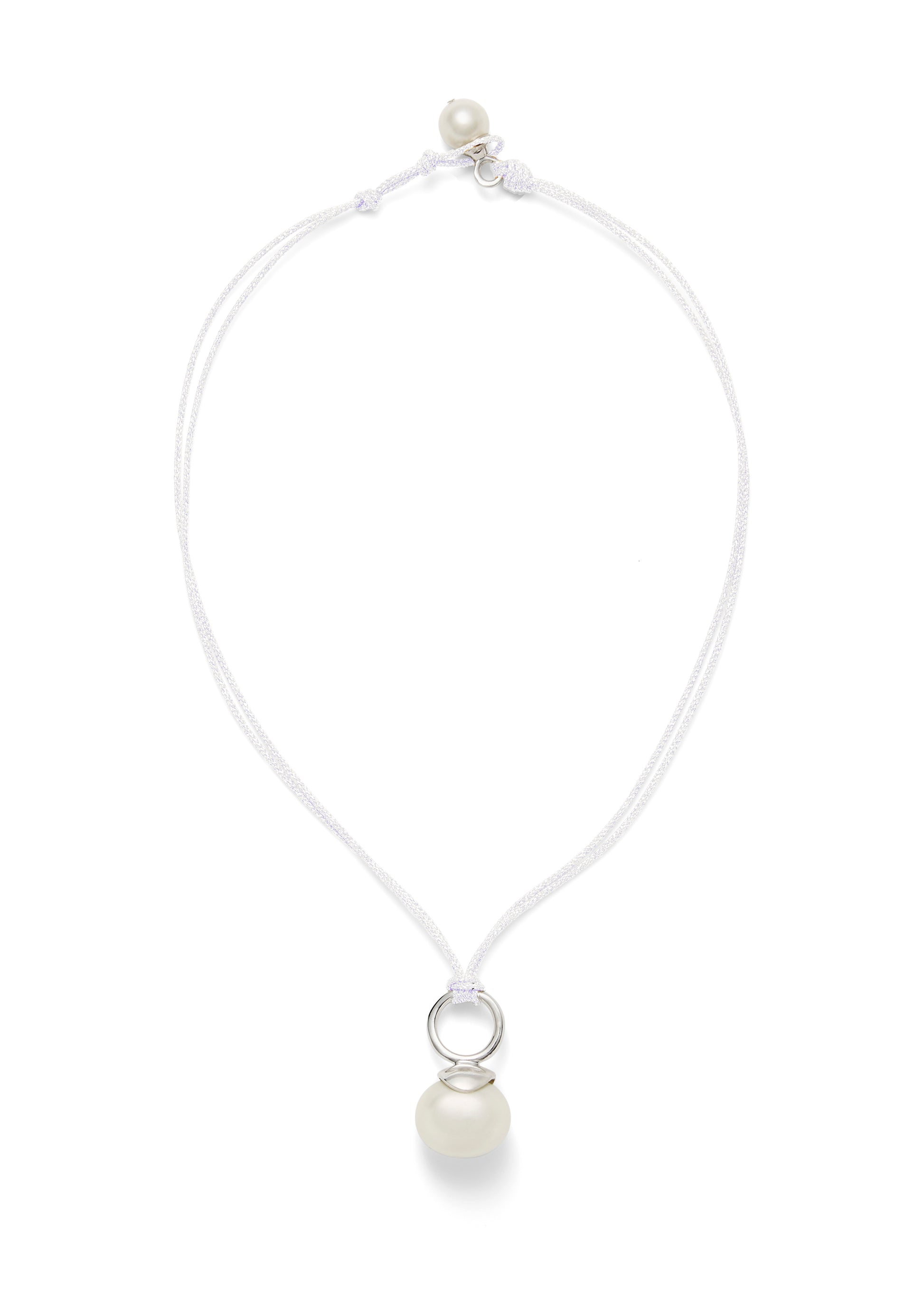 Pebble Pearl Cord Pendant Sterling