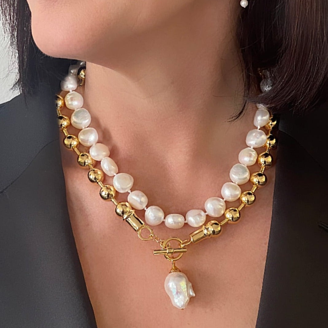 Stack Necklaces Baroque Droplet and Babe Junior