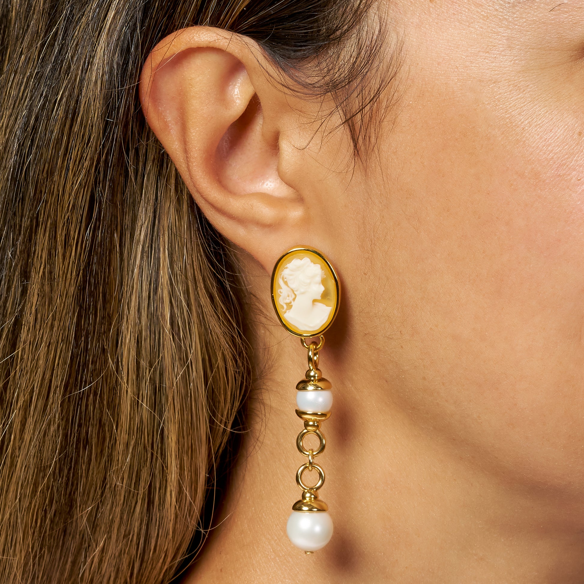 Classic Cameo Pearl Cascade Earrings