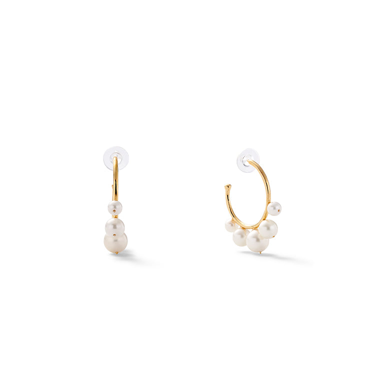 Pearl Swirl Earrings: Hoop with 6, 8, and 10mm pearls.