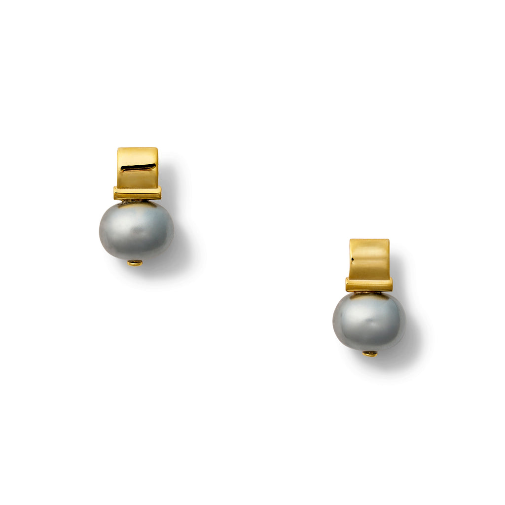 Petite + Sweet Smooth Pebble Pearl Post Earrings
