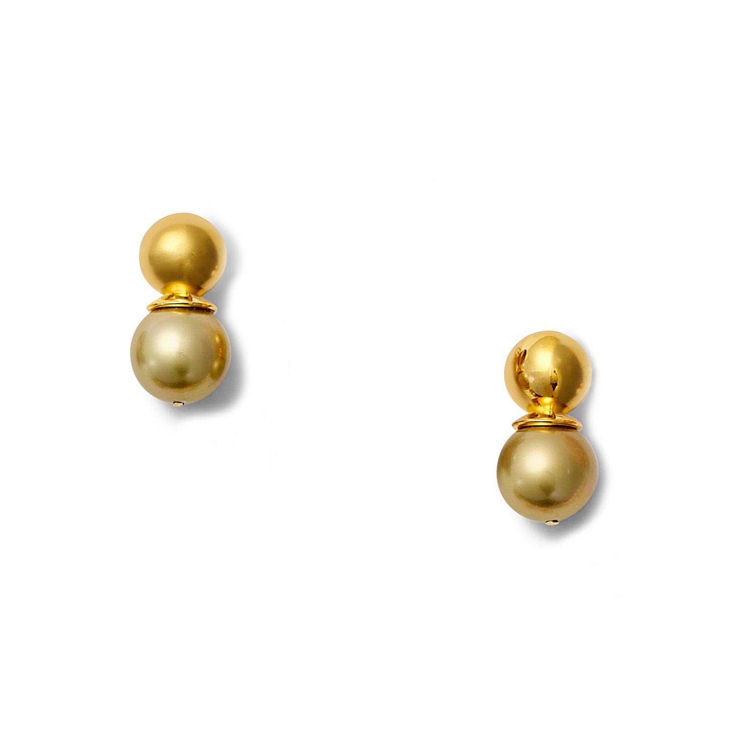 Celadon Pearl Gold Orb Earring