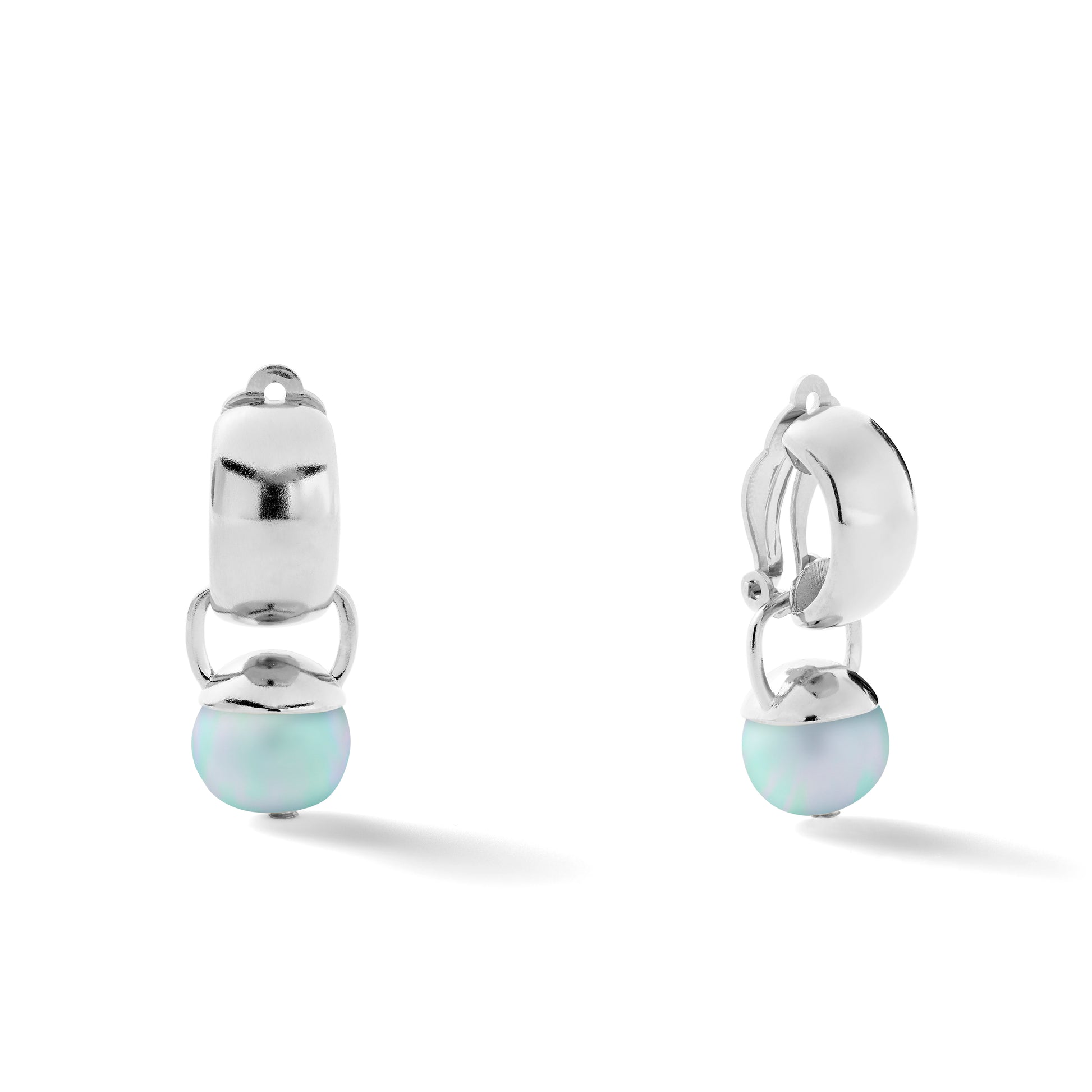 Sculpted Sterling Clip Earring with Pebble Pearl