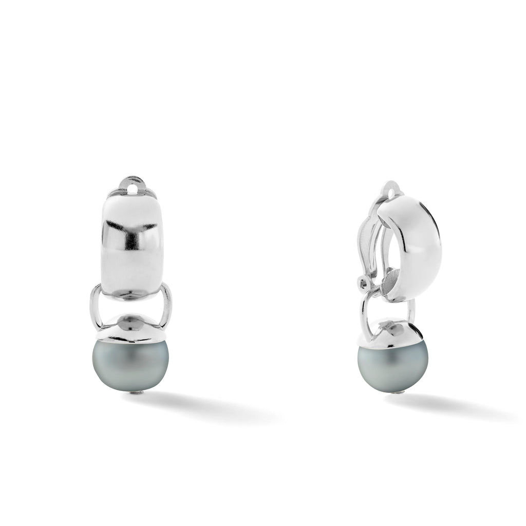 Sculpted Sterling Clip Earring with Pebble Pearl