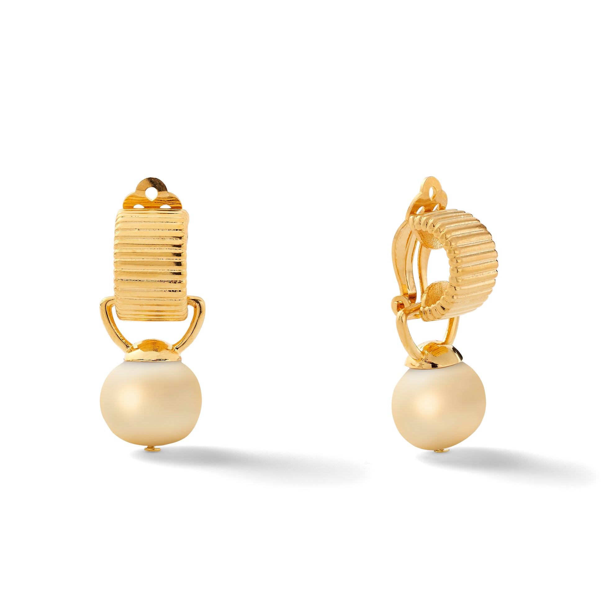 Scalloped Ear Clips with Detachable Drop Medium