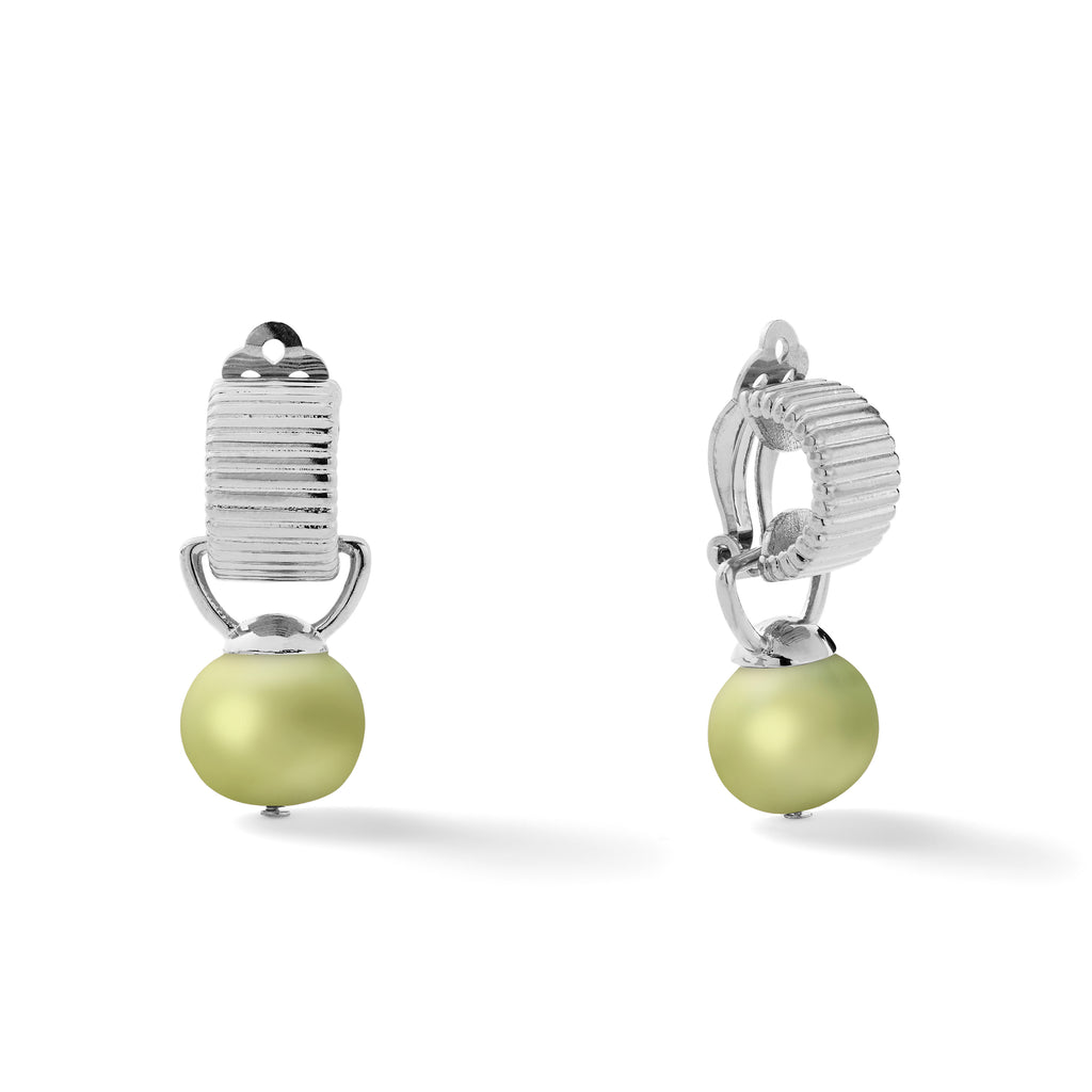 Scalloped Sterling Clip On Earring with Pebble Pearl Drop