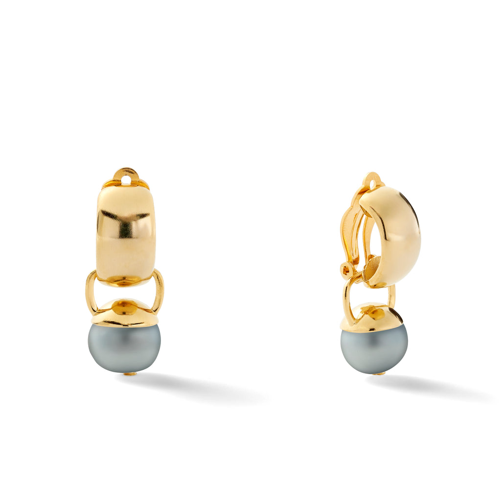 Sleek Sculpted Pebble Clip Earrings