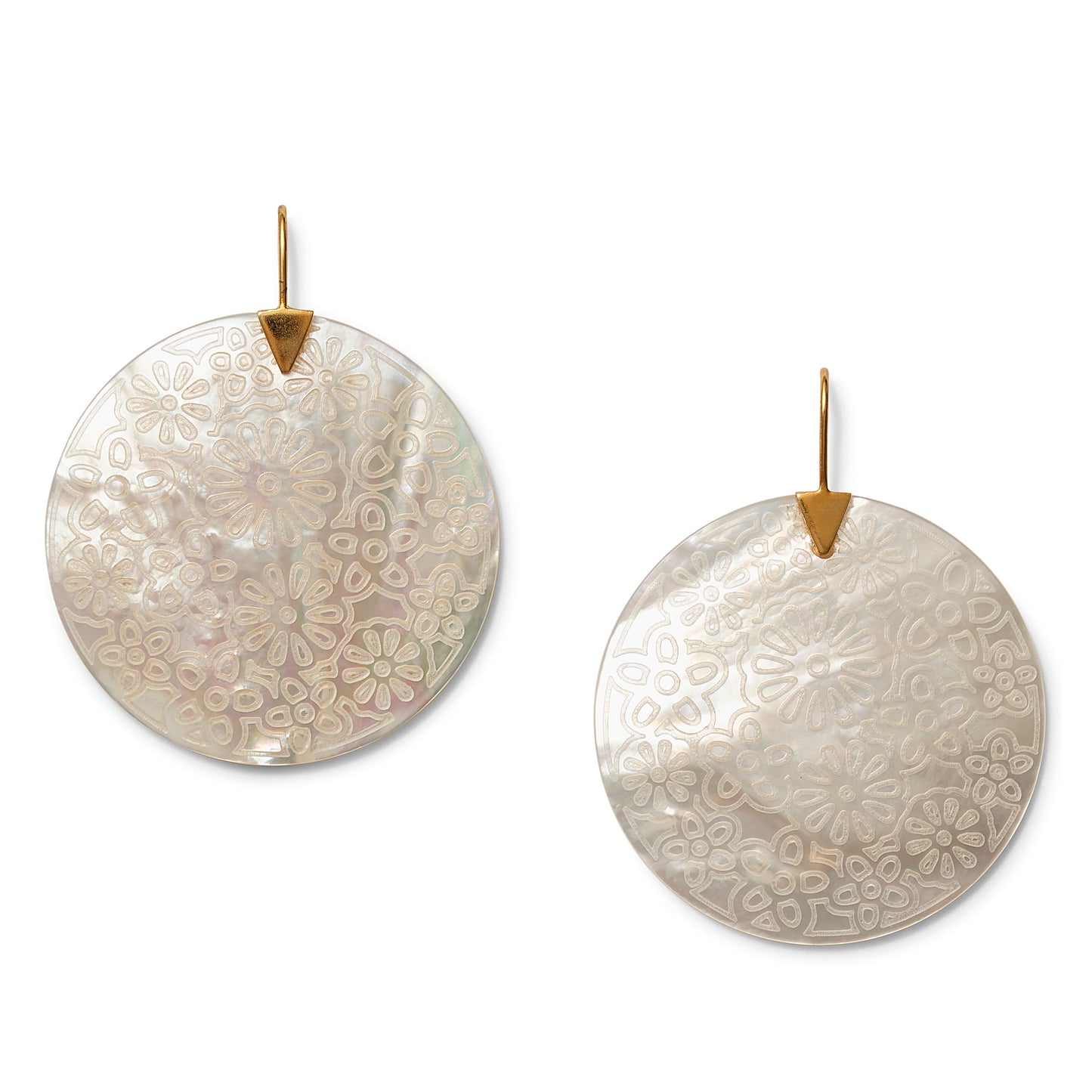 Load image into Gallery viewer, hand carved mother of pearl shell with delicate floral pattern 
