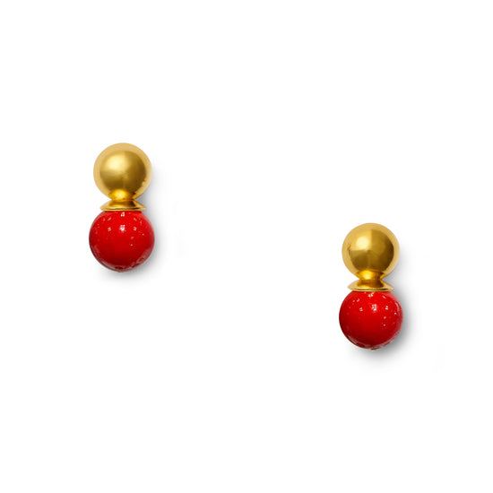 Gold Lady Earrings Dark Coral