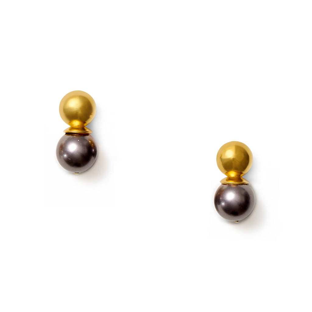 Gold Lady Earrings Dark Grey