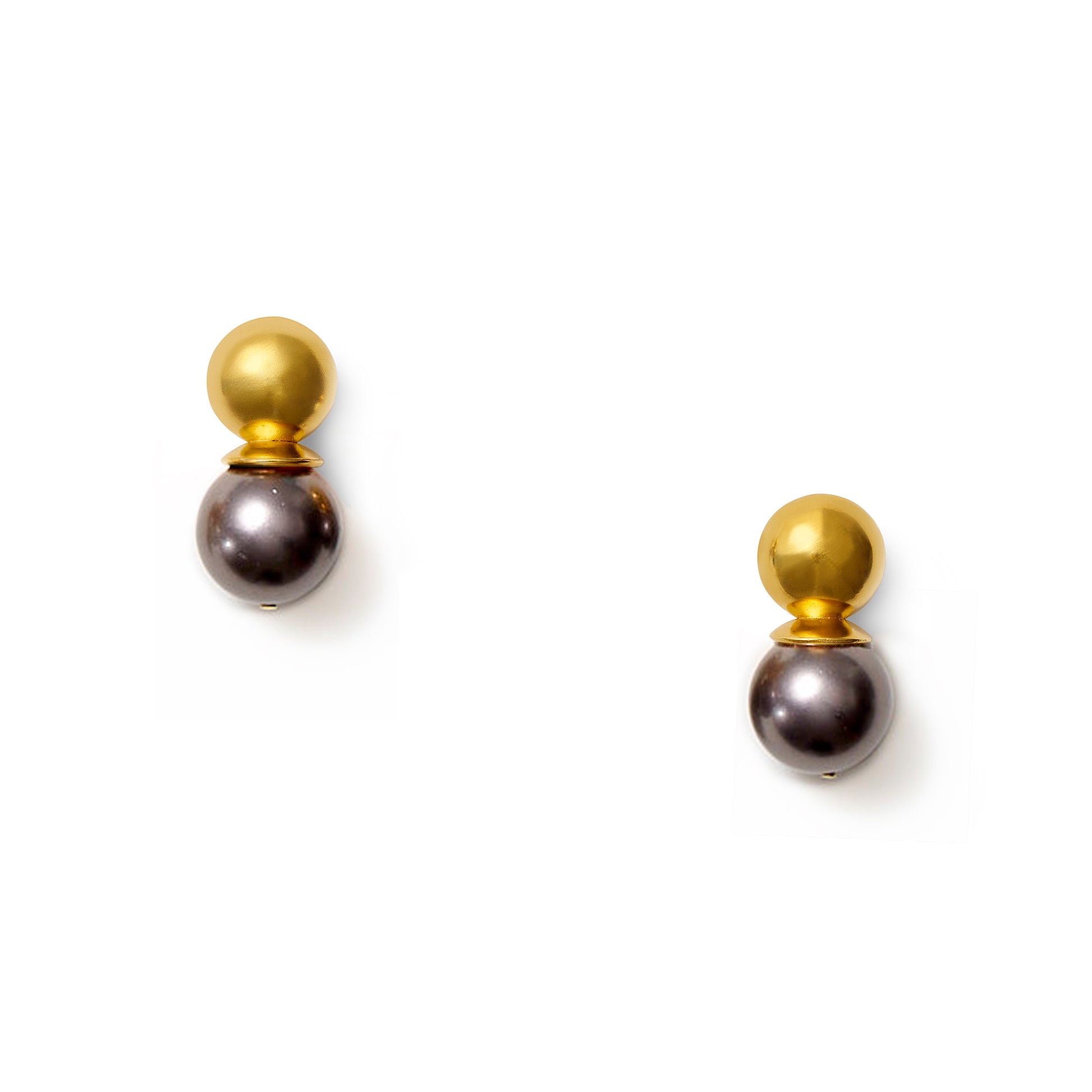 Gold Lady Earrings Dark Grey