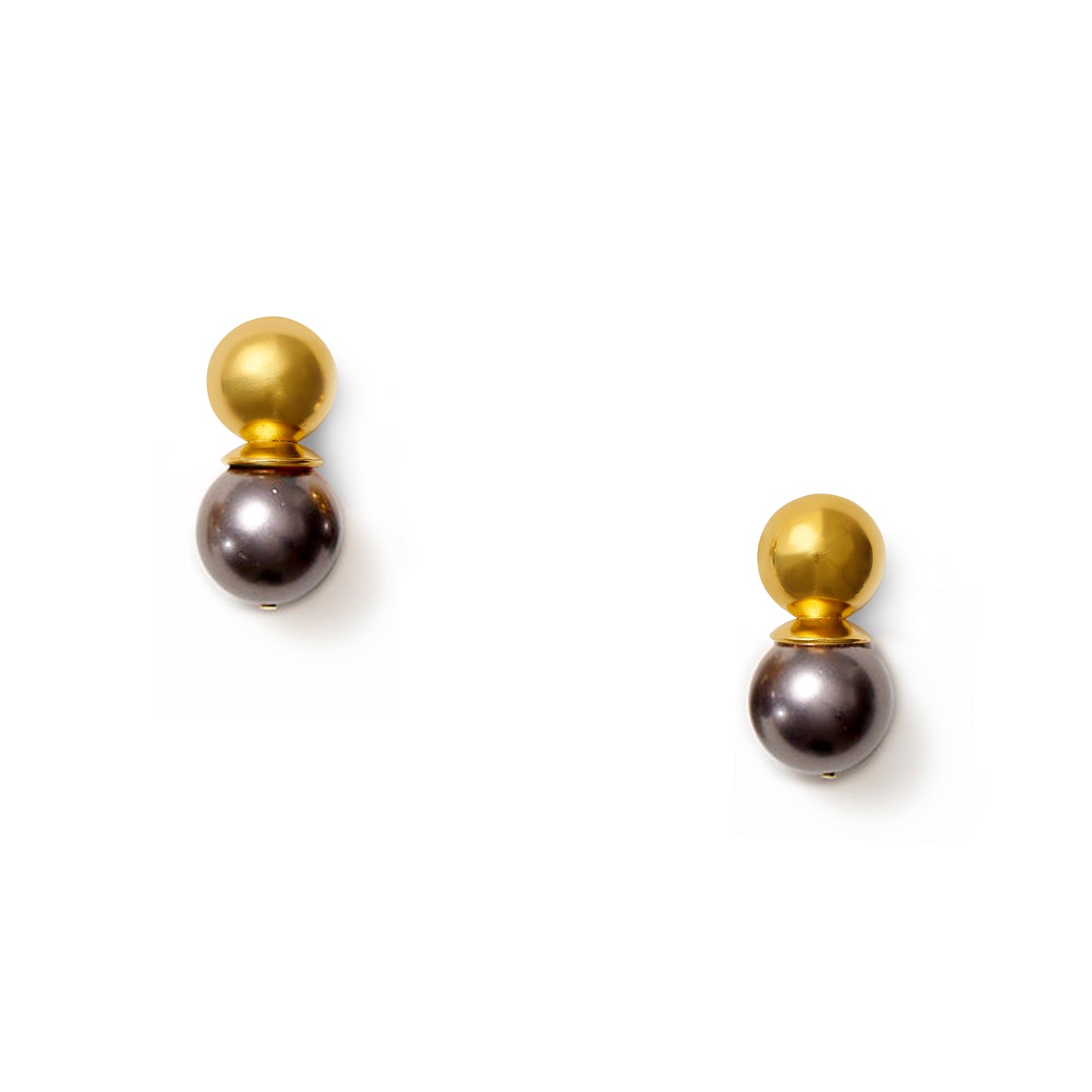 Gold Lady Earrings Dark Grey