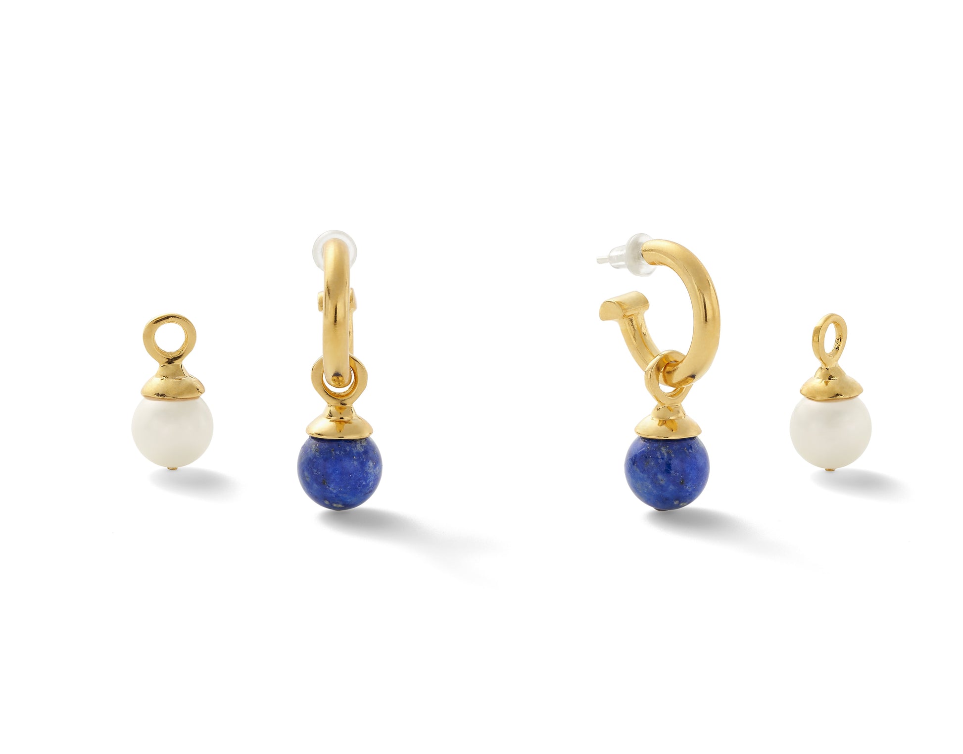 The Remix Hoop Earring (Pearl and Lapis)