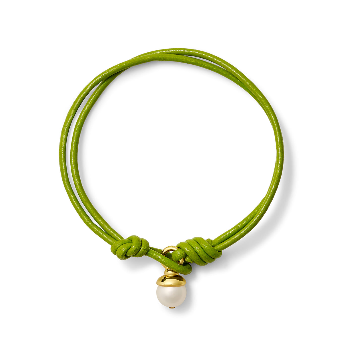 Gimlet Green Leather + Pearl Teeny Bracelet
