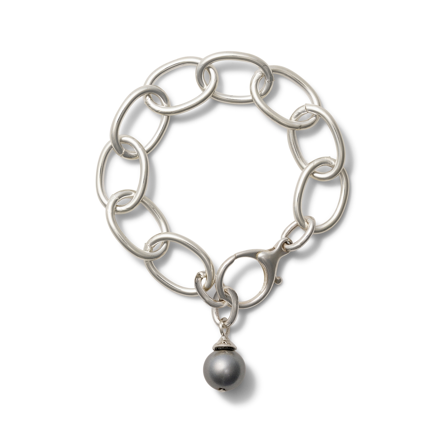 Little Big Boy Silver Bracelet Grey Pearl