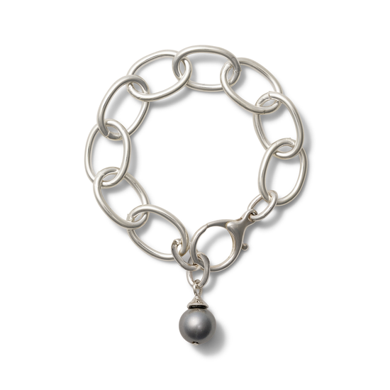 Little Big Boy Silver Bracelet Grey Pearl