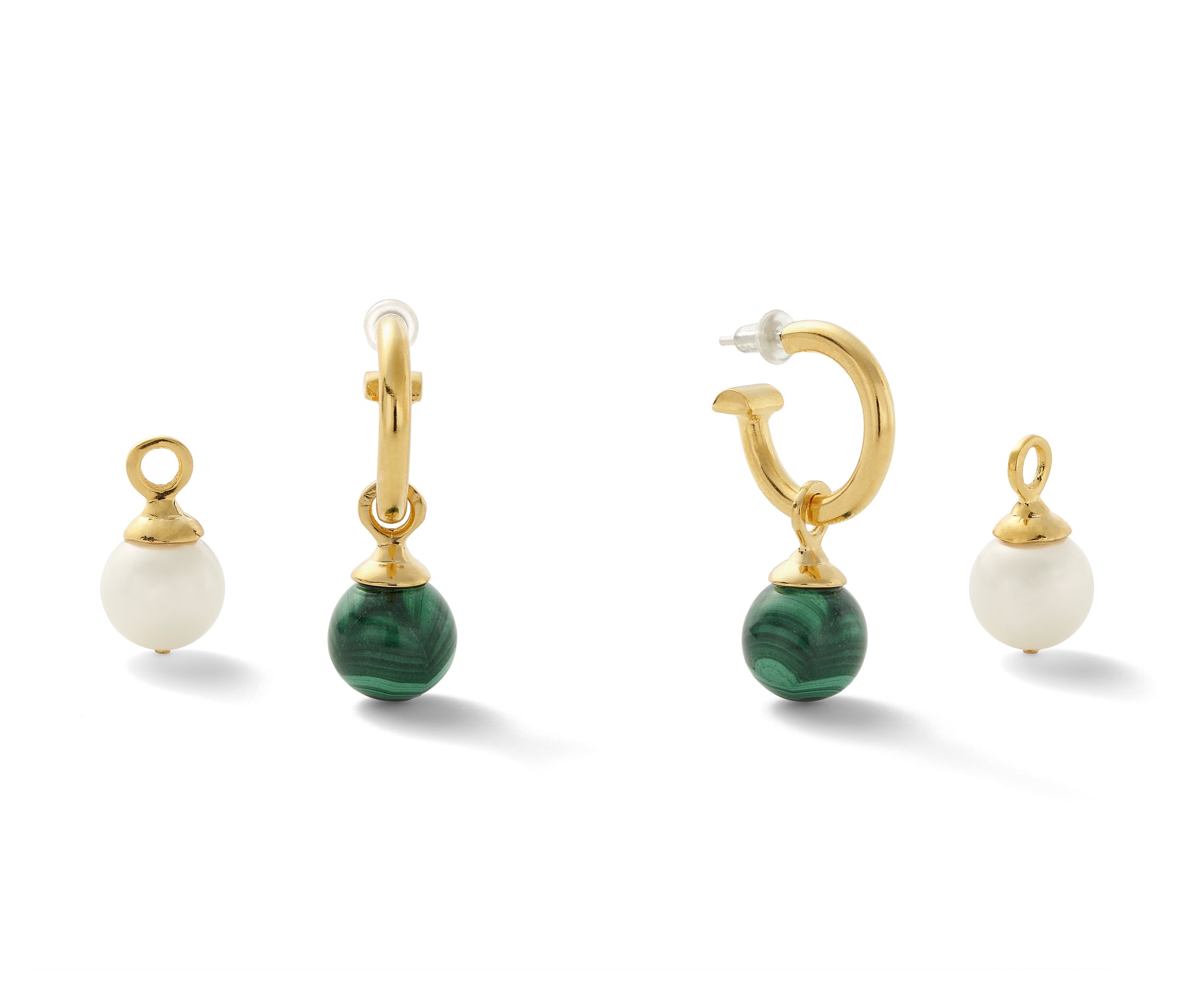 The Remix Hoop Earring (Pearl and Malachite)