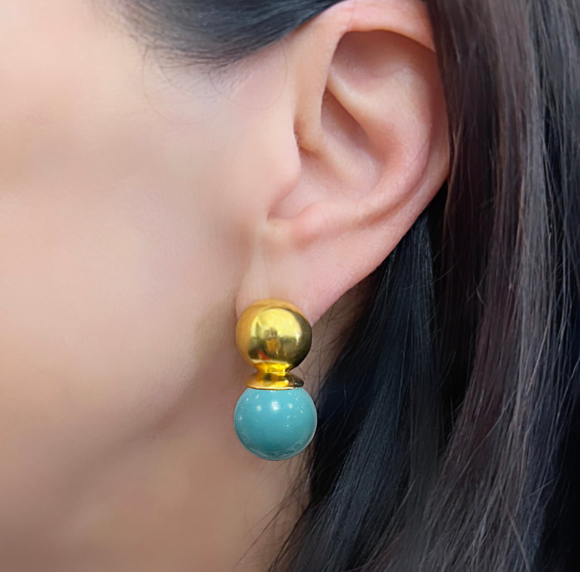 Gold Lady Earrings Turquoise