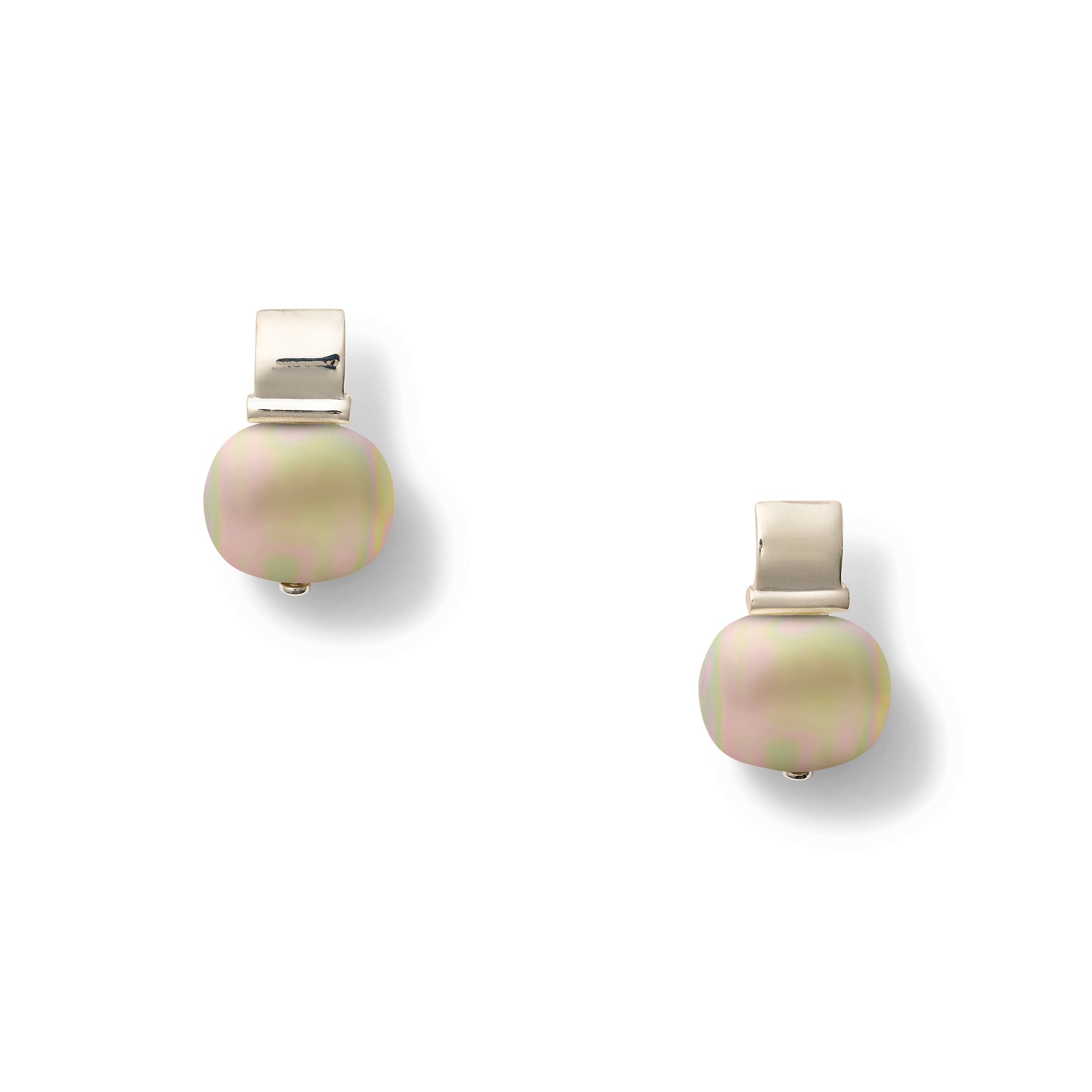 Smooth + Classic Sterling Pebble Pearl Posts Medium