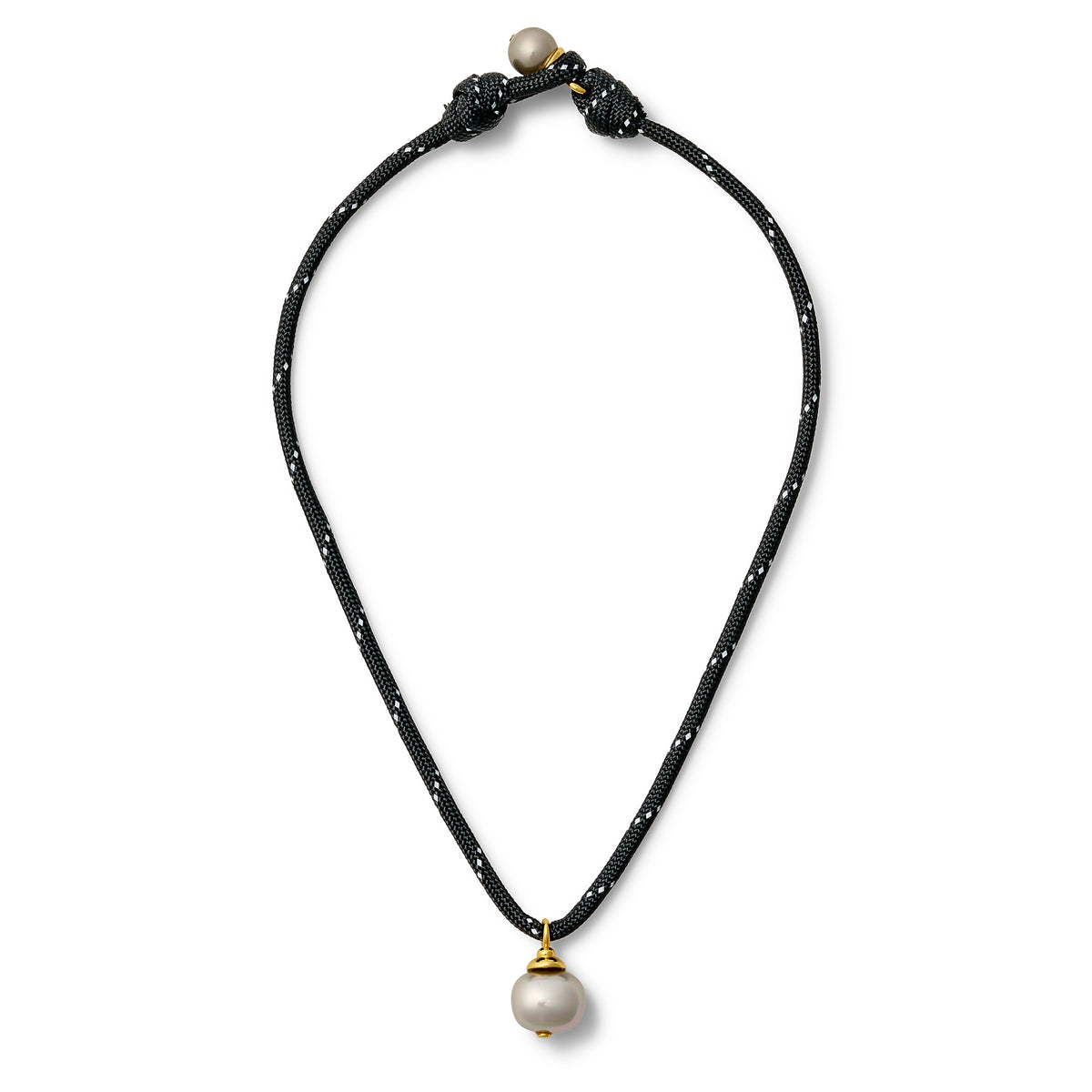Domino Paracord + Grey Pebble Pearl Pendant