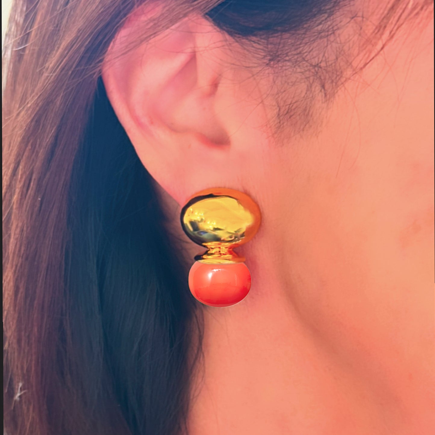 Pebble Orb Earring Salmon Coral