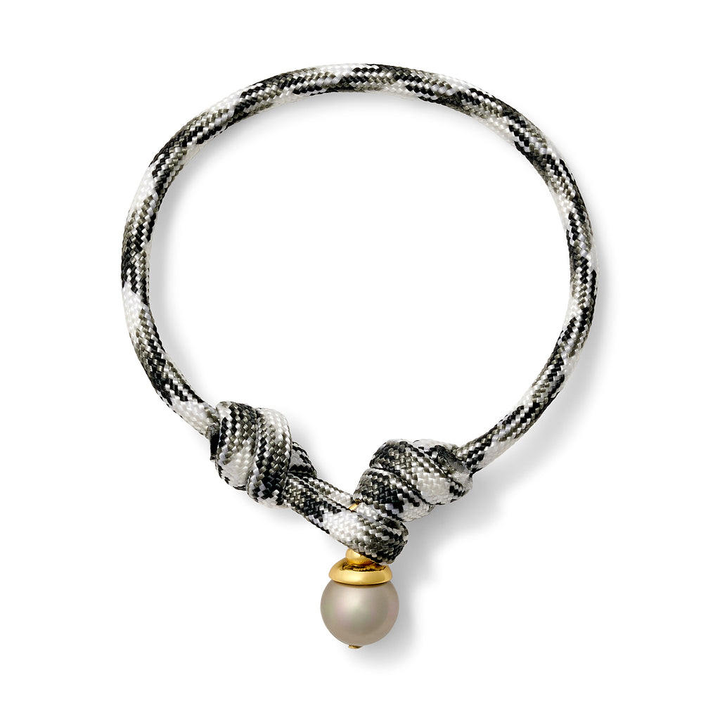 Salt, Pepper + Grey Pearl Paracord Bracelet