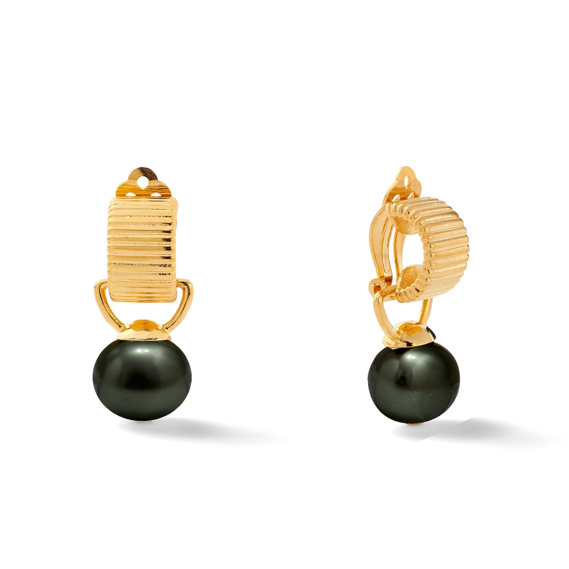 Scalloped Ear Clips with Detachable Drop Medium
