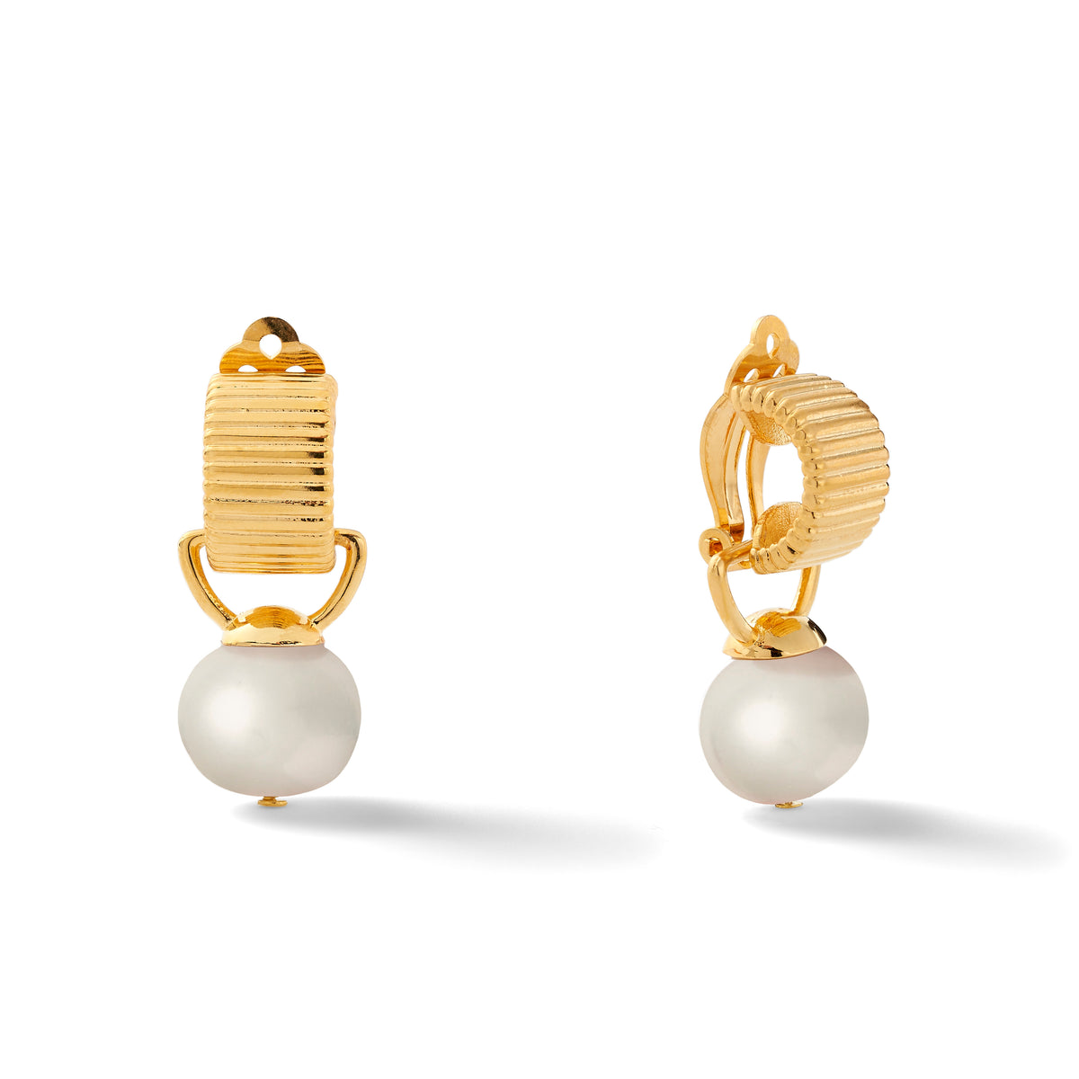 Scalloped Ear Clips with Detachable Drop Medium