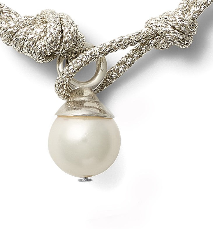 The Silver Ball + Pearl Knotting Bracelet
