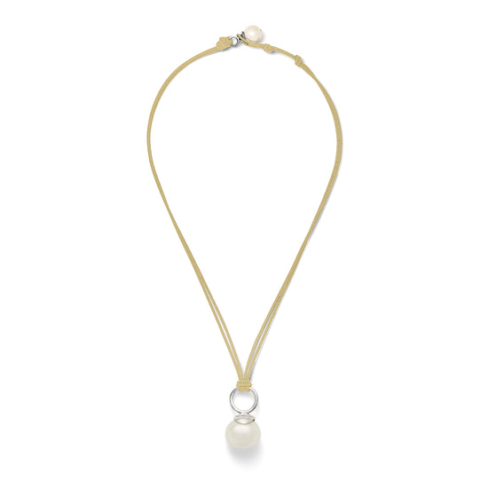 Pebble Pearl Cord Pendant Sterling