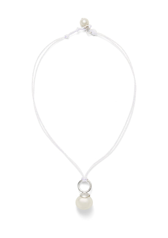 Pebble Pearl Cord Pendant Sterling