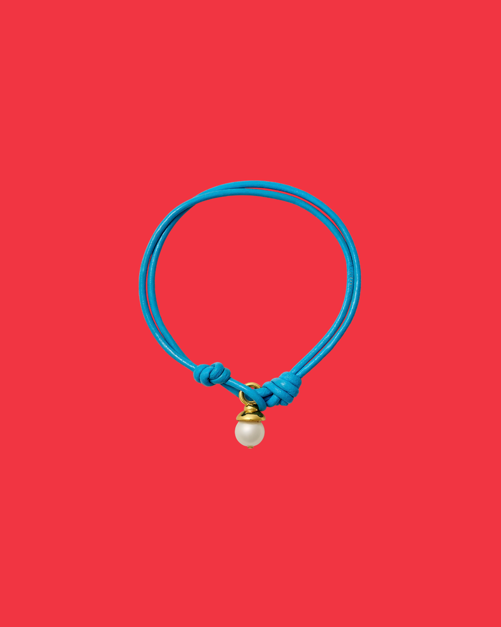 Blue Ribbon Teeny Leather + Pearl Bracelet