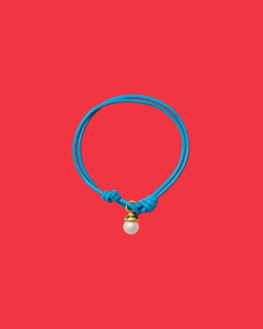 Blue Ribbon Teeny Leather + Pearl Bracelet