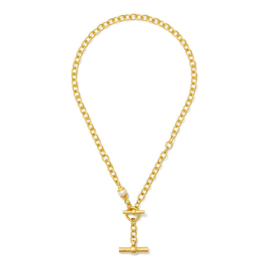 The Andy Gold Toggle + Pearl Necklace