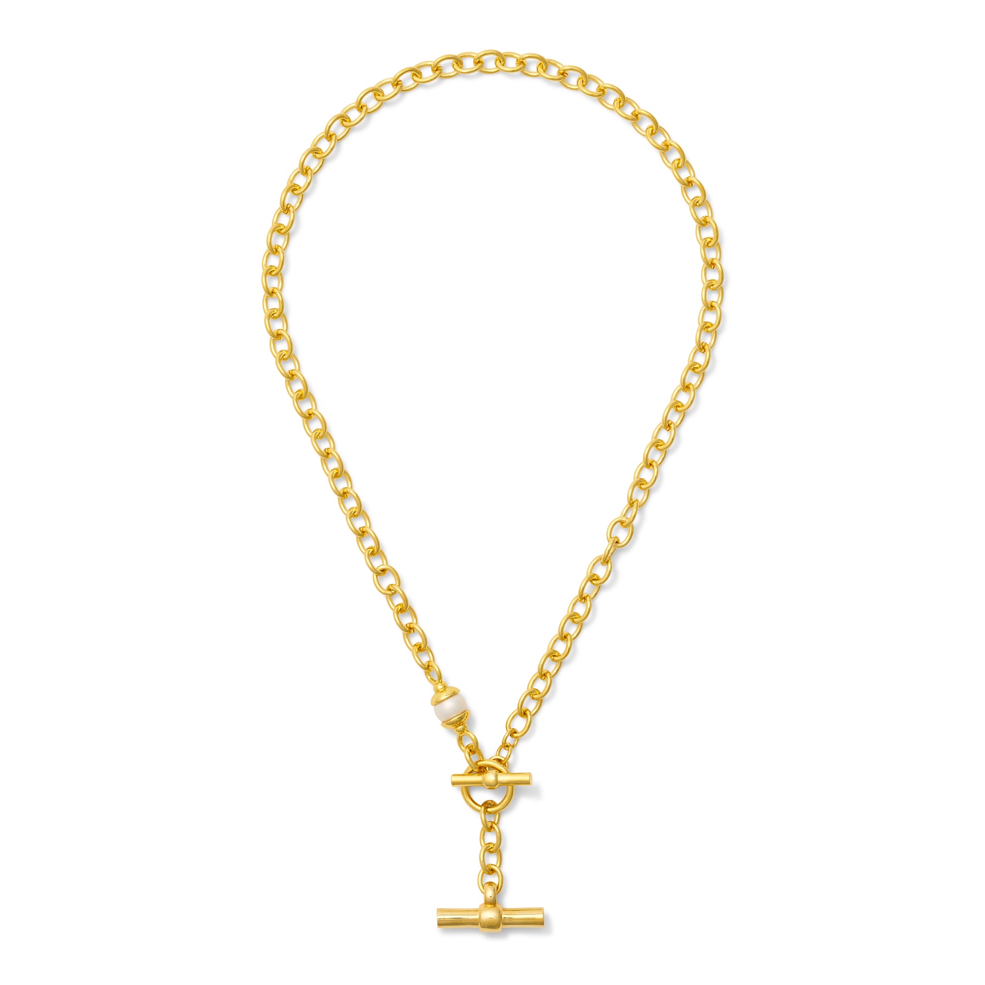 The Andy Gold Toggle + Pearl Necklace