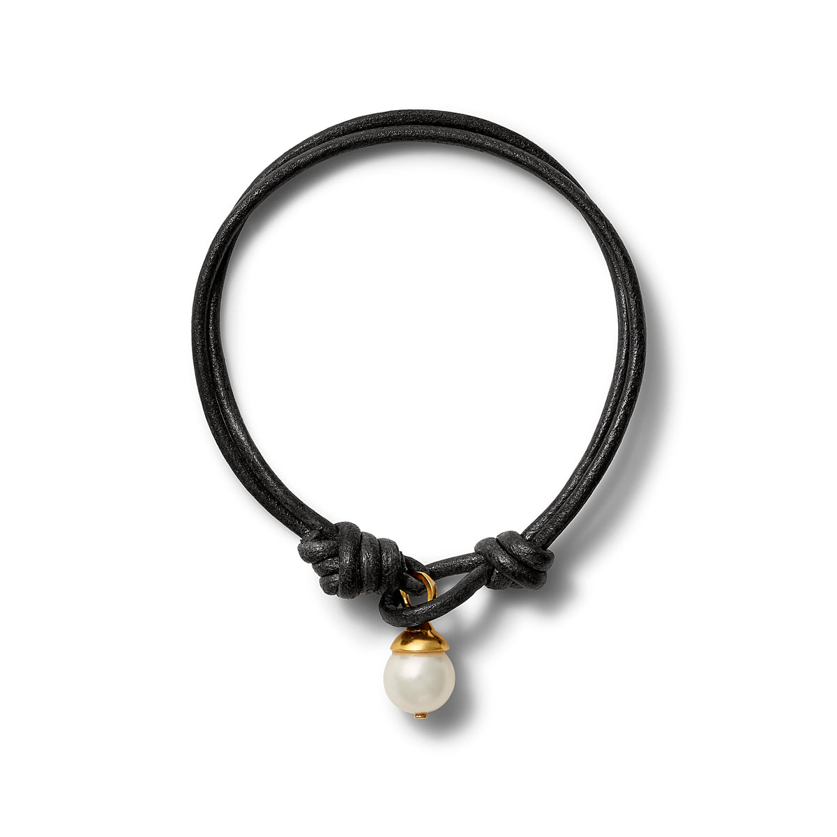 Tuxedo Black + Pearl Leather Teeny Bracelet