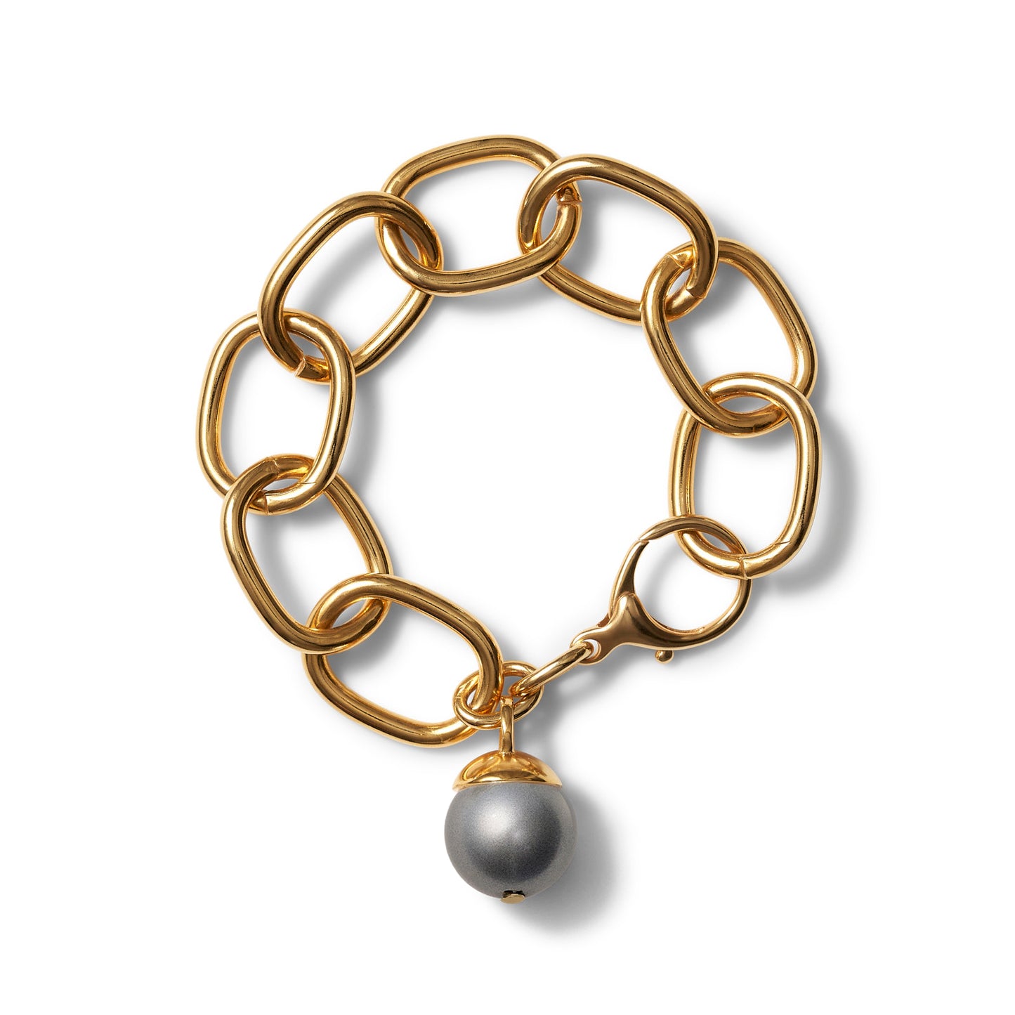 big boy bracelet in gold with grey pearl