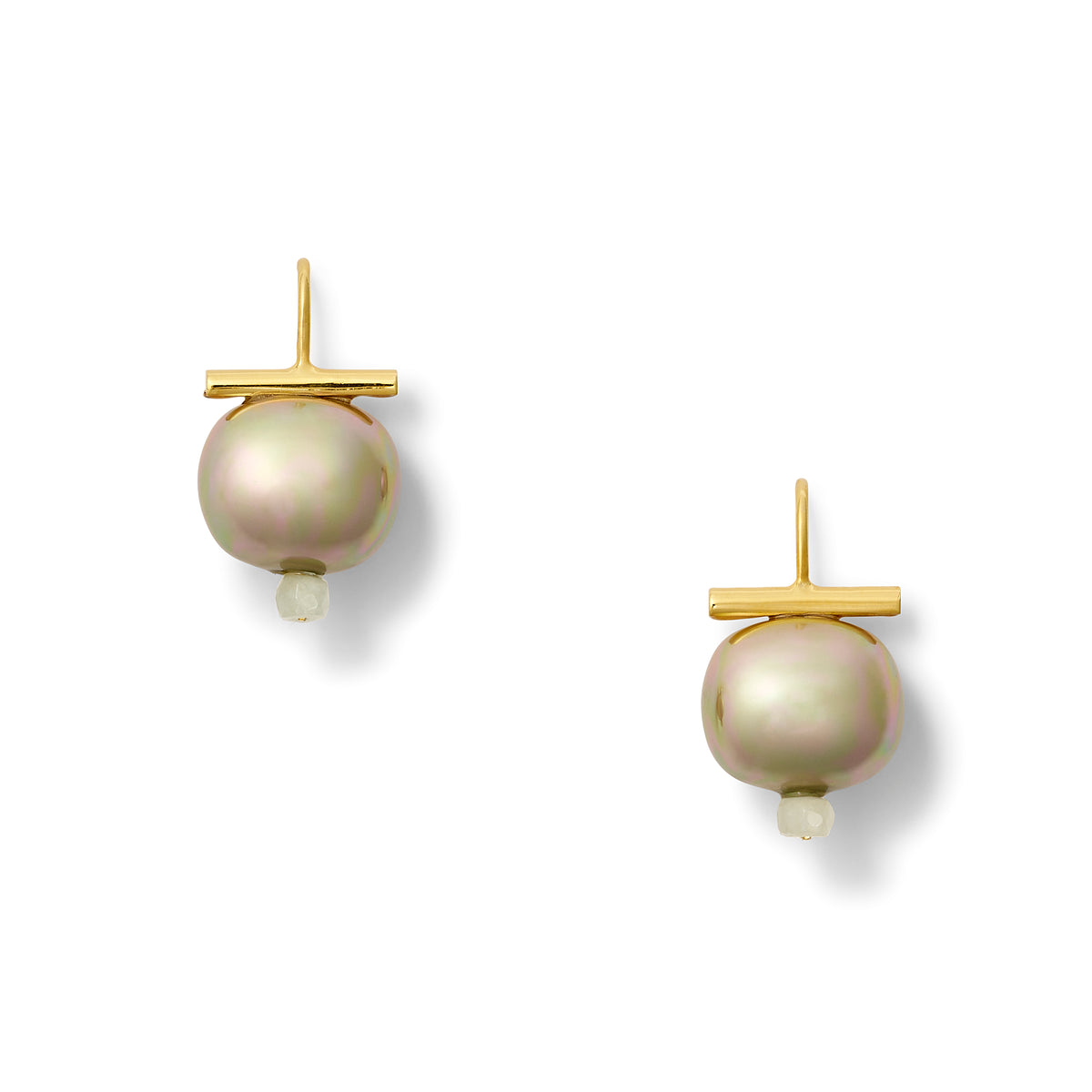 Biscuit + Quartz Pebble Pearl Dot Earring