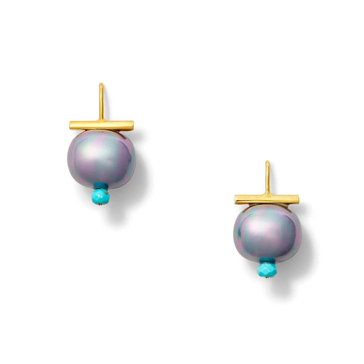Iris + Turquoise Pebble Pearl Dot Earring