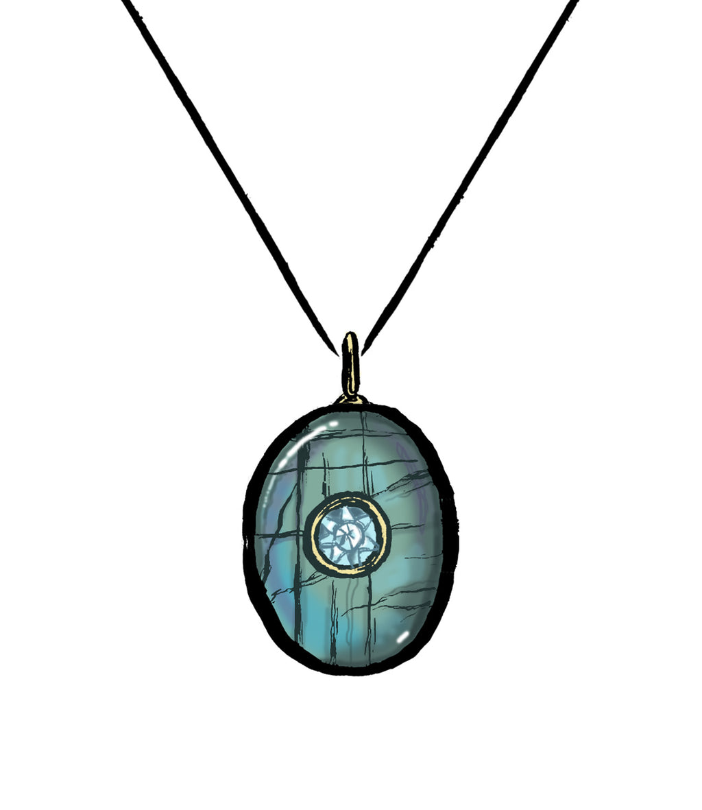 Labradorite + Blue Topaz Lumiere Oval Pendant