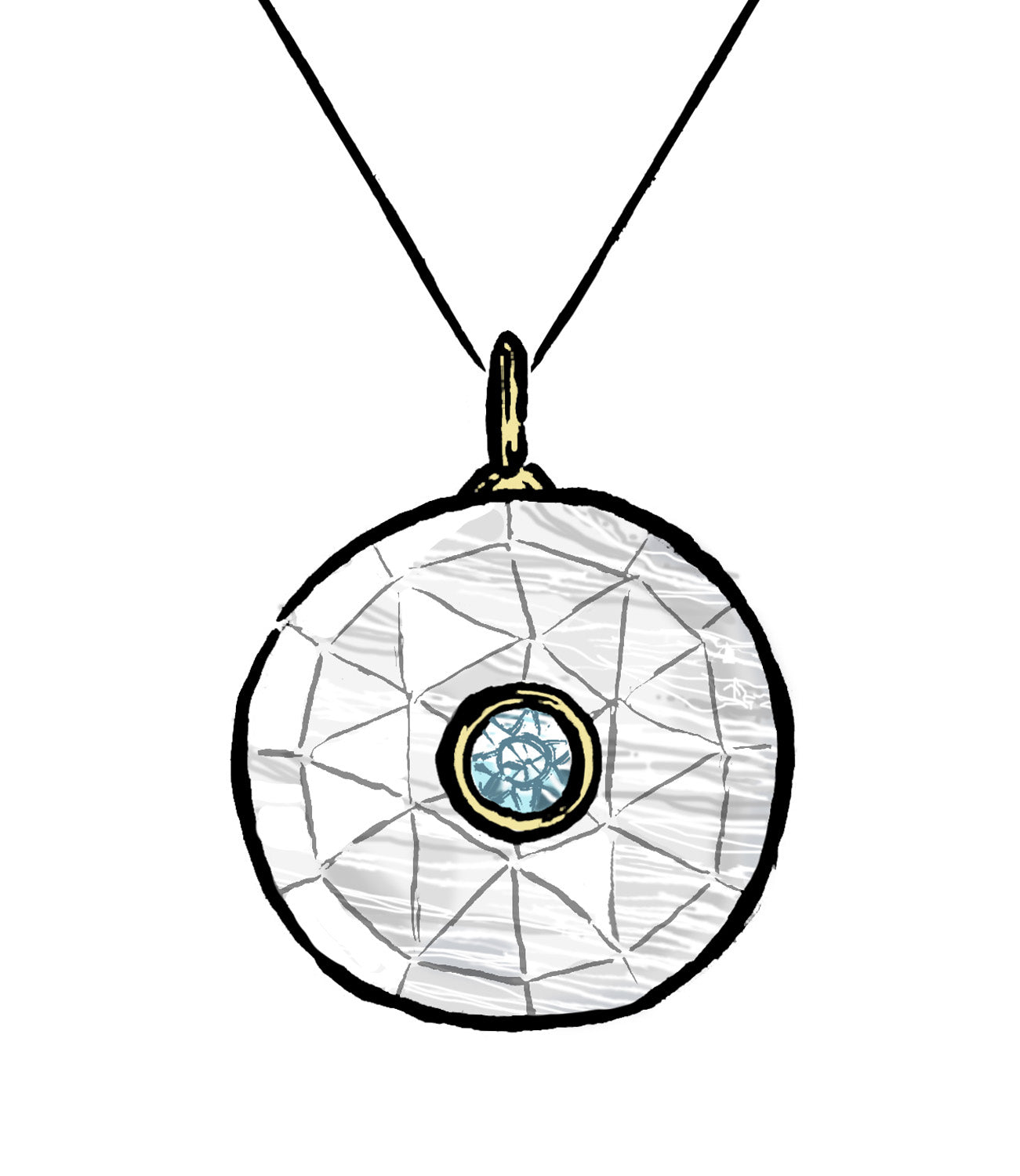 Moonstone + Quartz Crystal Disc Pendant
