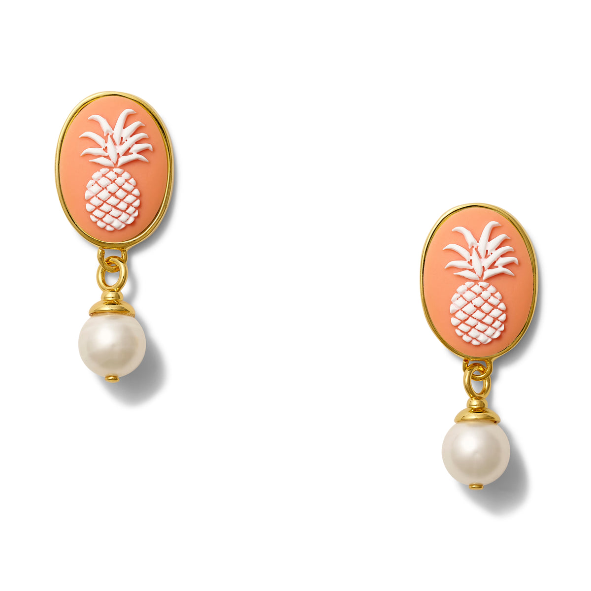Pineapple Pearl Cameo Earrings