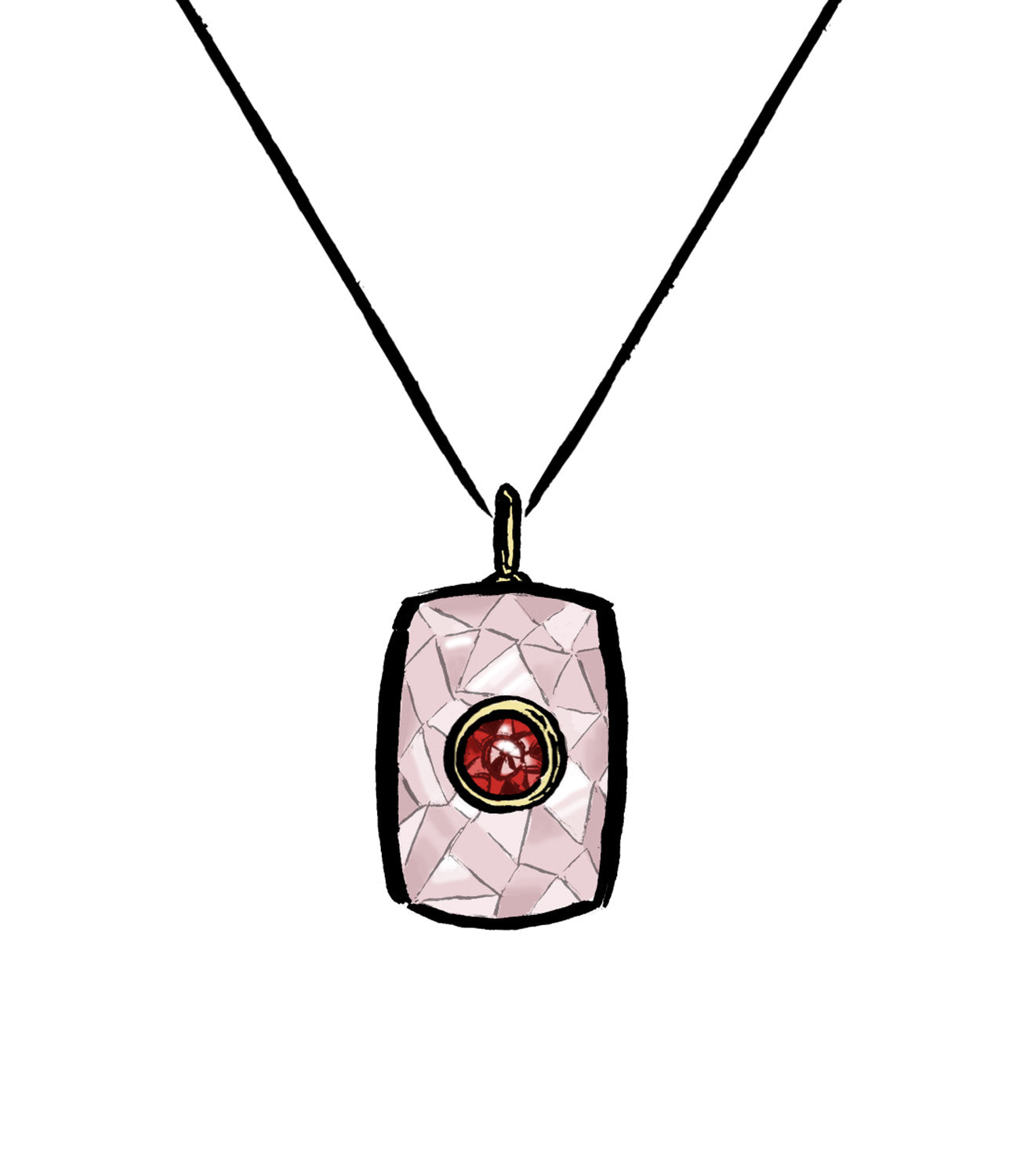 Rose Quartz + Garnet Rouge Pendant