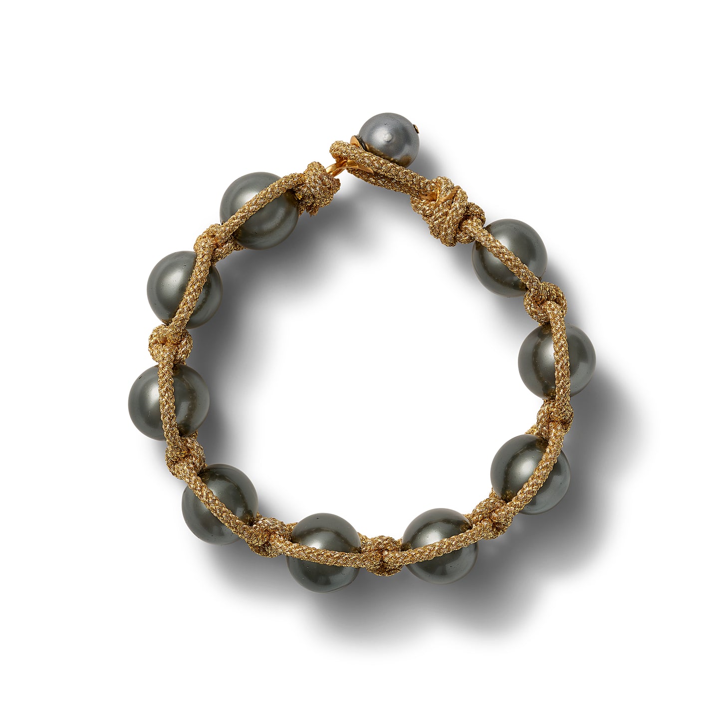 Caviar Macrame  Bracelet: dark grey medium pebble pearl